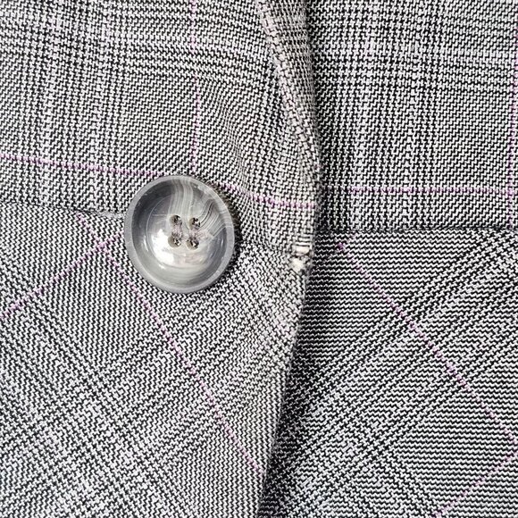 Ann Taylor Signature Plaid Blazer Jacket Pant 2pc Suit Set Gray Women's S/M - Picture 14 of 16